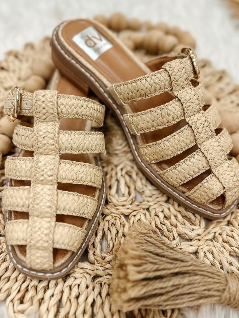 Dolce Vita Cream Braided Slide Sandals with Buckle